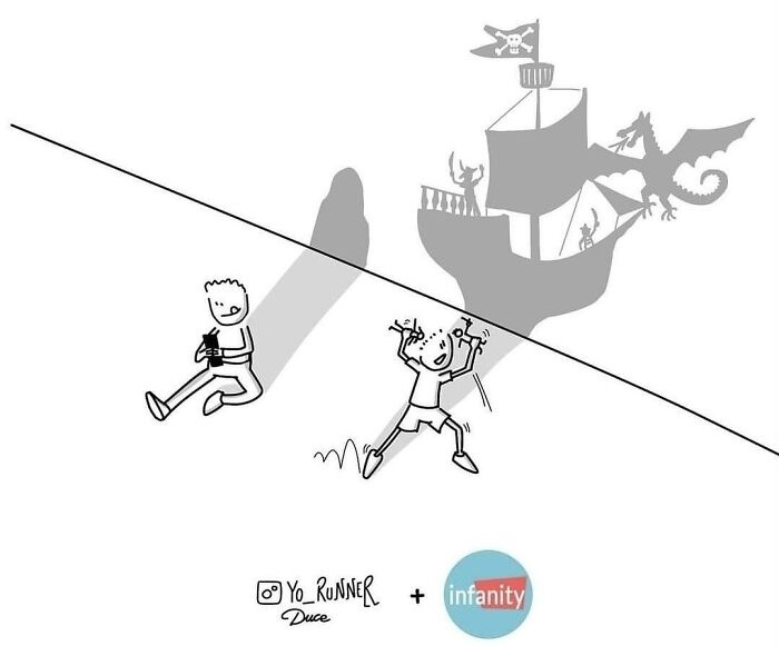 Simple and wonderful illustrations about parenting and life: children playing