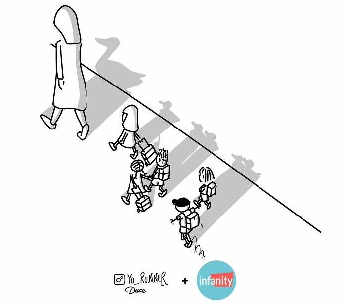 Simple and wonderful illustrations about parenting and life: a teacher and children