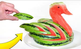 How to Cut a Watermelon Into a Lovely Swan