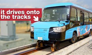 The Ultimate Hybrid - The Bus that Turns into a Train!