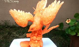 Glorious Bird Sculptures Emerge from Ordinary Pumpkins