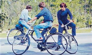 10 Photos of the Beatles on Bicycles from the Shooting of "Help!" Movie, 1965