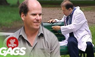 FUNNY: Why is This Doctor Checking a Park Bench?!