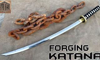 Watch This Man Turn a Rusted Chain Into a Japanese Sword