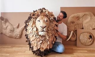 Lifelike Animal Sculptures Made of Cardboard - Stunning!