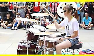 Super Talented Girl Does an Awesome Drum Performance