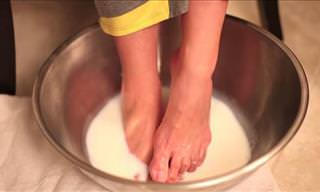 Homemade Foot Soak Made With Milk & Baking Soda
