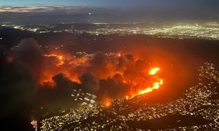 A Glimpse of LA’s Wildfires Through Airplane Windows