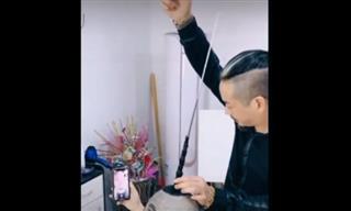 Asian Barber Makes Creative Haircuts