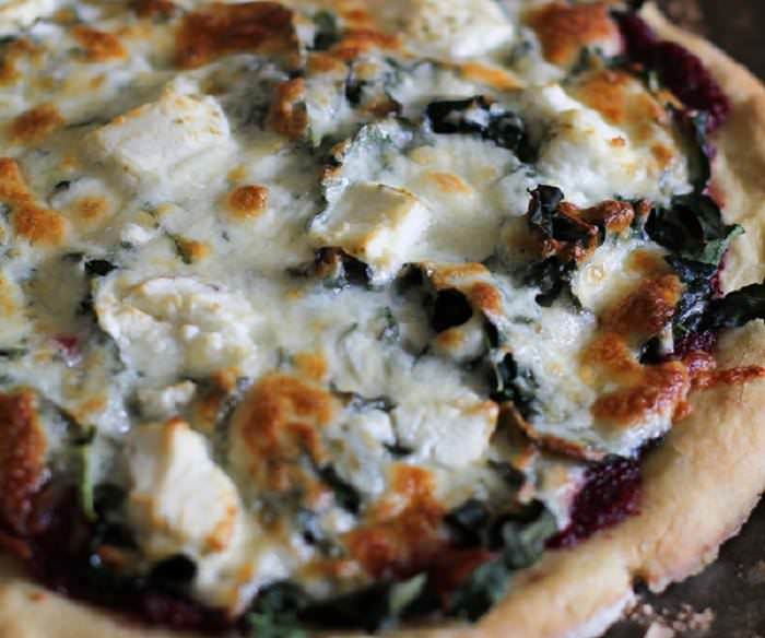 Beetroot, Kale, and Goat Cheese Pizza