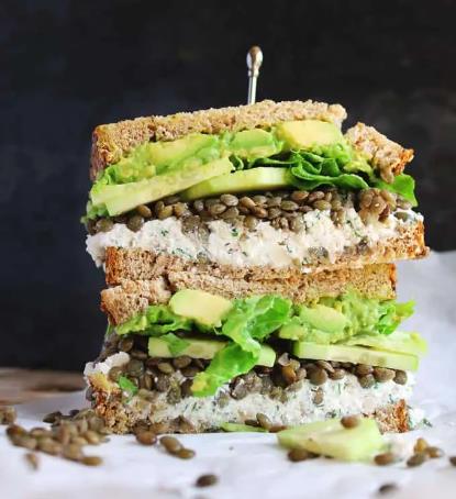 Lentils and Herby Ricotta Sandwich