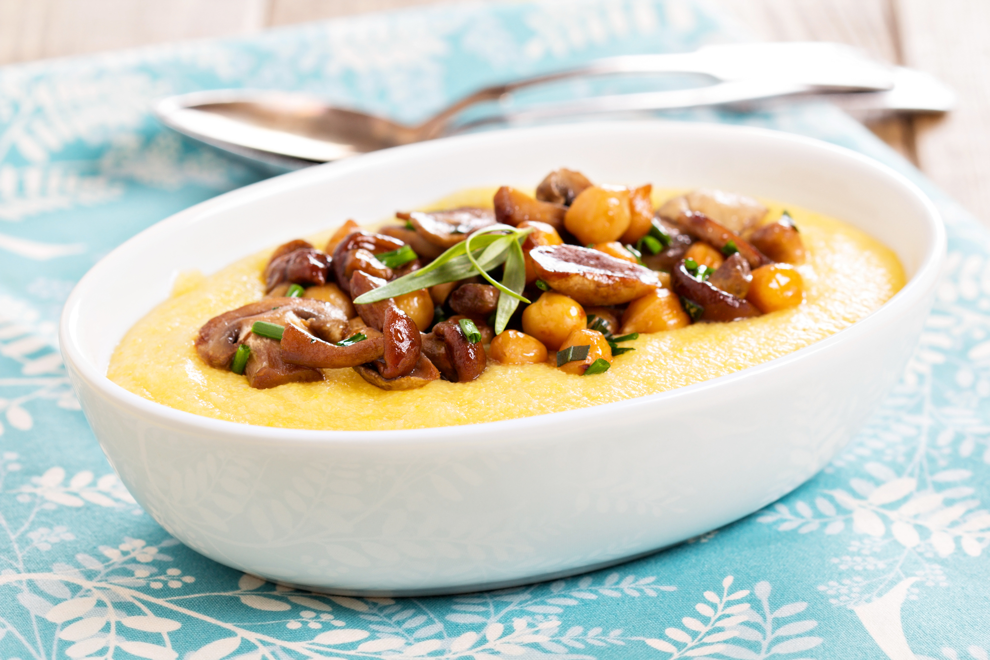 Polenta with Mushrooms and Garbanzo Beans
