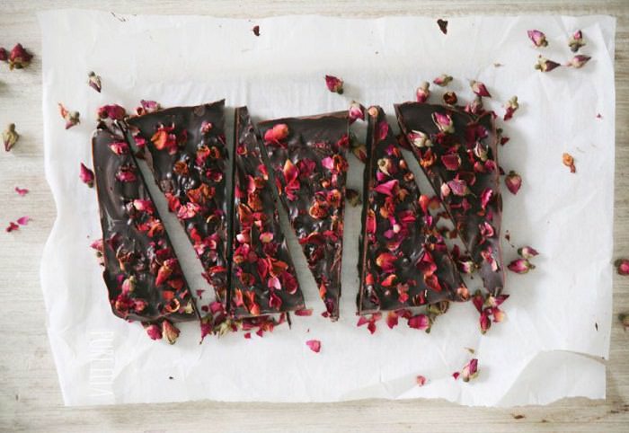 Dark Chocolate with Rose Petals