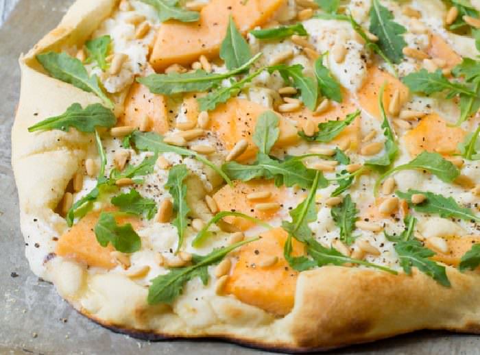 Melon, Ricotta, and Pine Nuts Pizza 
