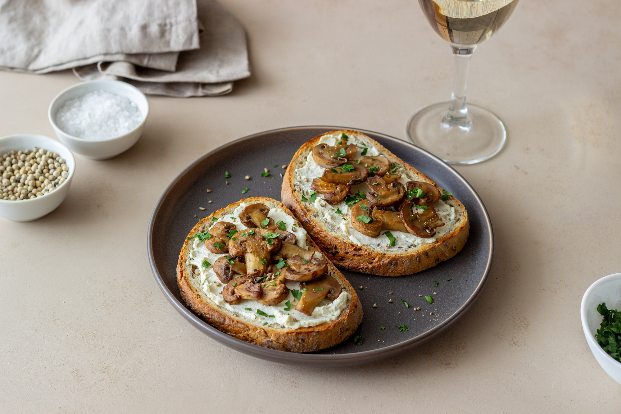 Crostini with Mushrooms and Caramelized Onions