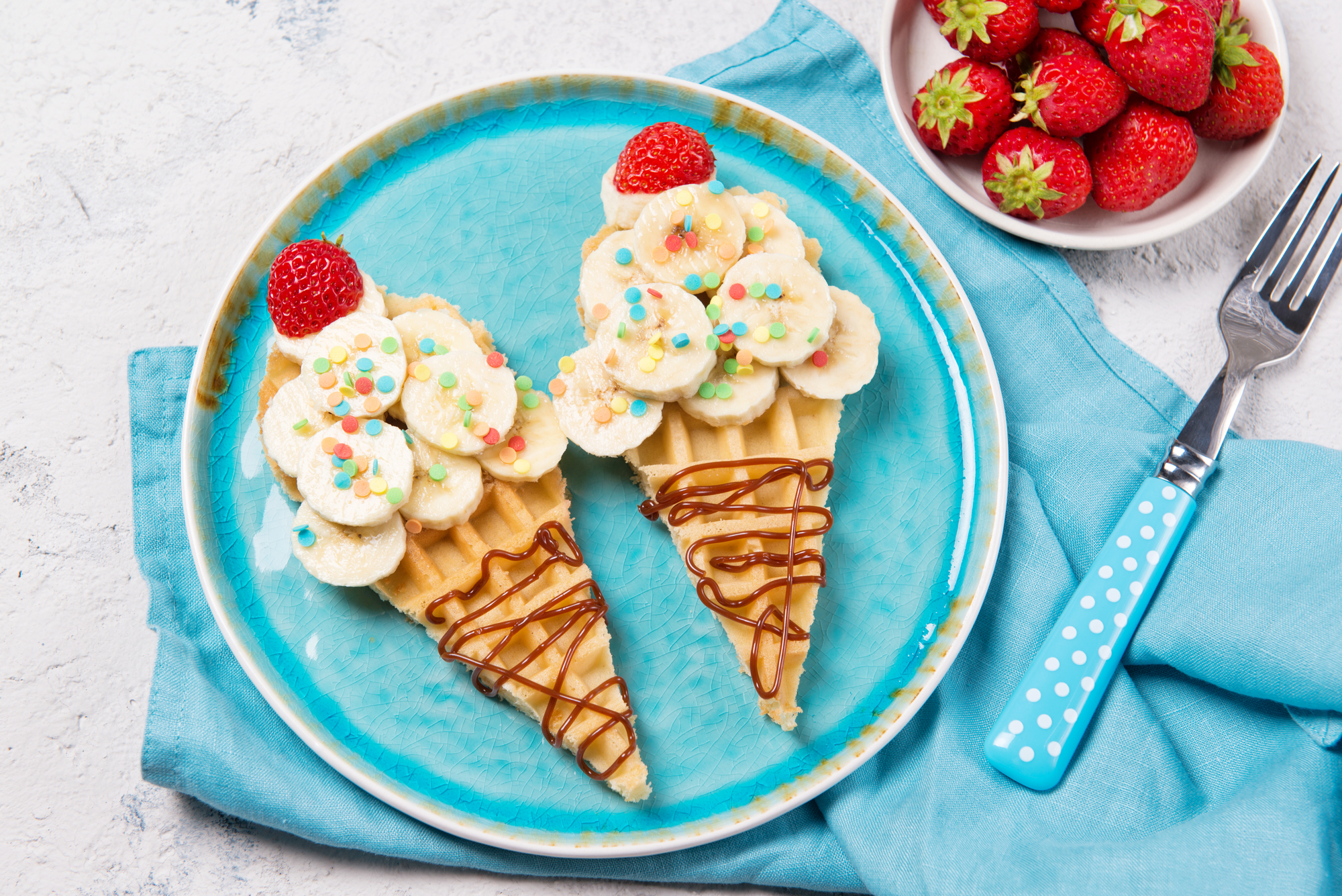 Ice Cream-Shaped Waffles Breakfast