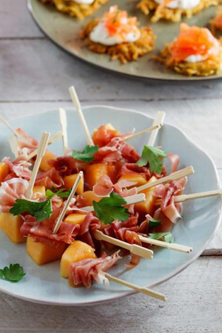 Melon and Prosciutto Skewers